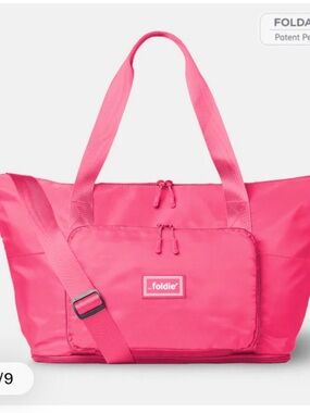 Pink Foldable Tote Bag with Adjustable Strap